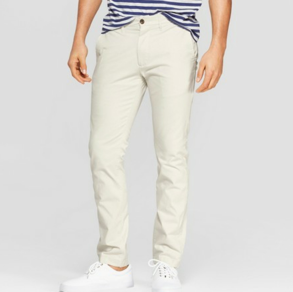 Cream/White Skinny Fit Chino
